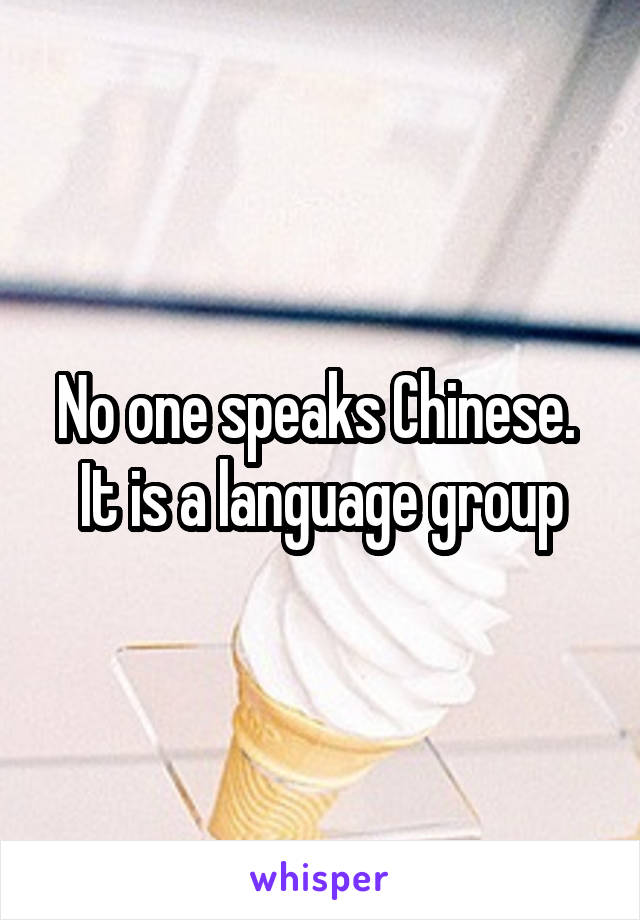 No one speaks Chinese. 
It is a language group