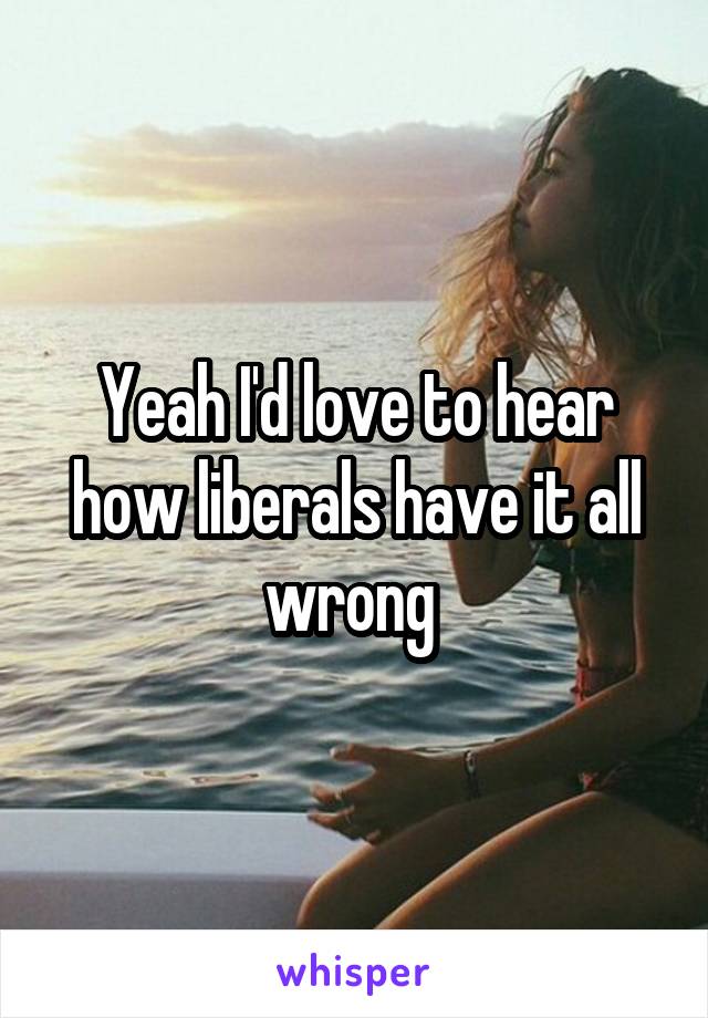 Yeah I'd love to hear how liberals have it all wrong 