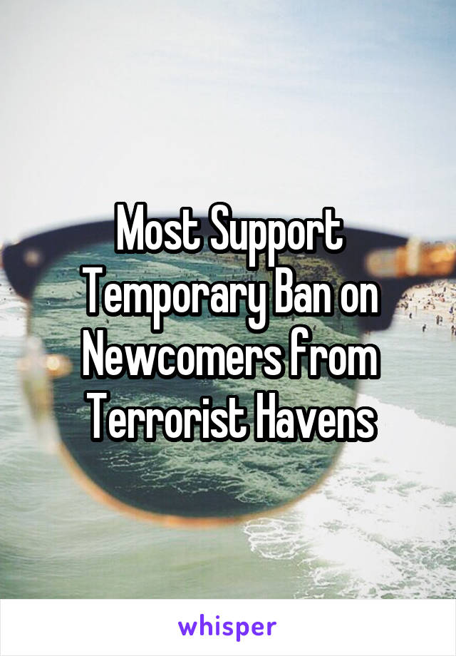 Most Support Temporary Ban on Newcomers from Terrorist Havens