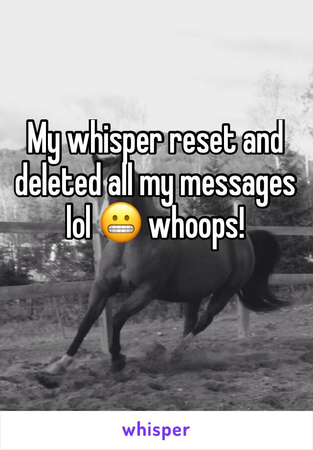 My whisper reset and deleted all my messages lol 😬 whoops!