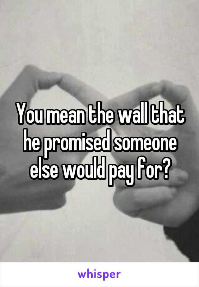 You mean the wall that he promised someone else would pay for?