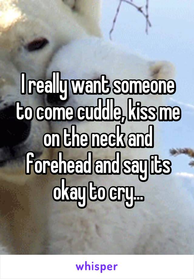 I really want someone to come cuddle, kiss me on the neck and forehead and say its okay to cry...