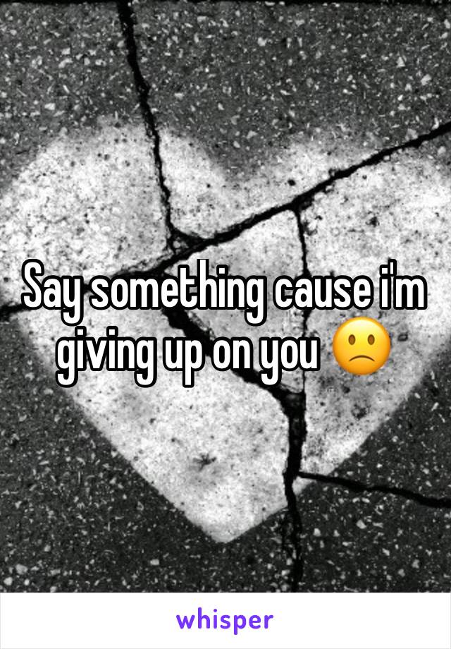 Say something cause i'm giving up on you 🙁