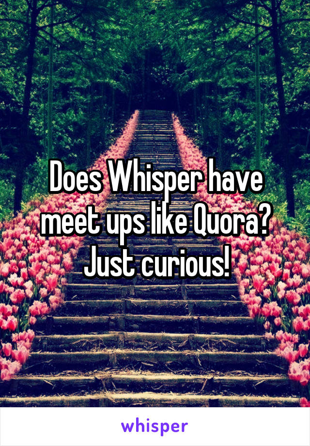 Does Whisper have meet ups like Quora?
Just curious!