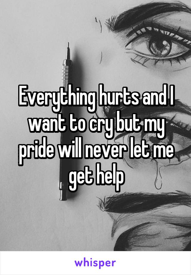 Everything hurts and I want to cry but my pride will never let me get help