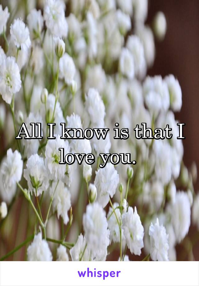 All I know is that I love you. 