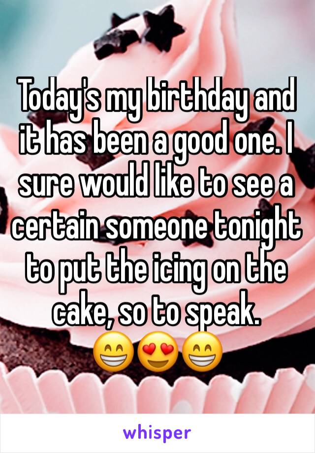 Today's my birthday and it has been a good one. I sure would like to see a certain someone tonight to put the icing on the cake, so to speak. 
😁😍😁