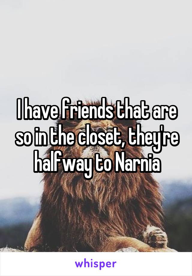 I have friends that are so in the closet, they're halfway to Narnia