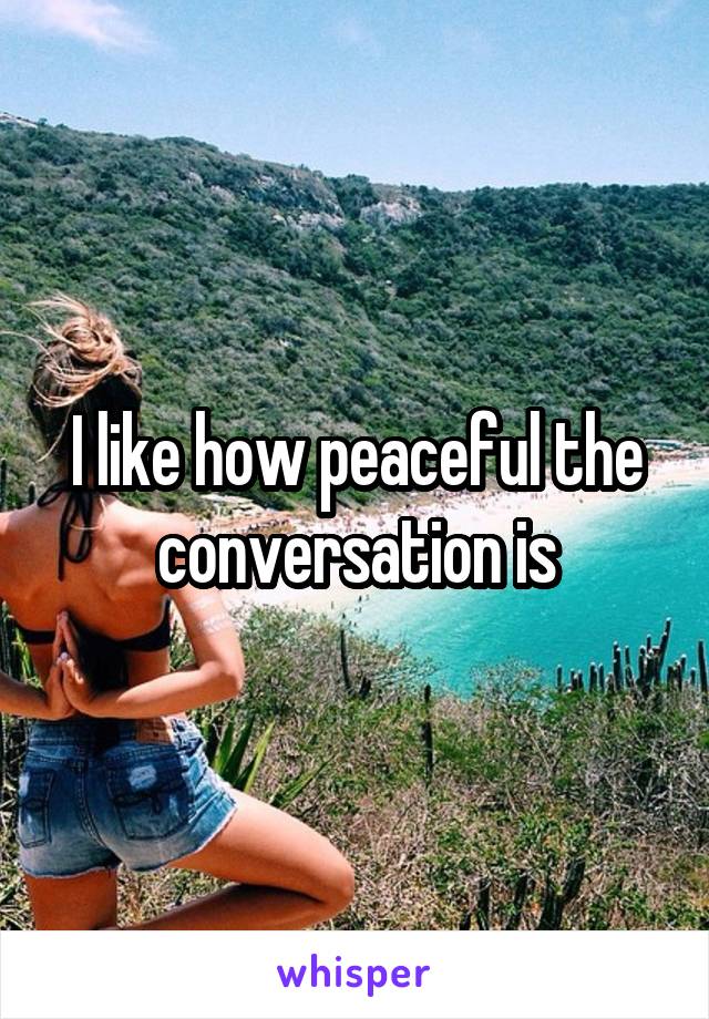 I like how peaceful the conversation is