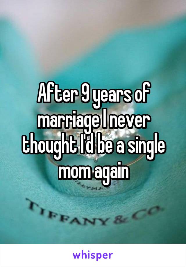 After 9 years of marriage I never thought I'd be a single mom again