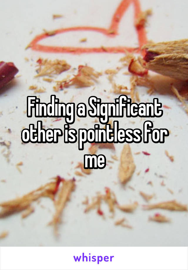 Finding a Significant other is pointless for me