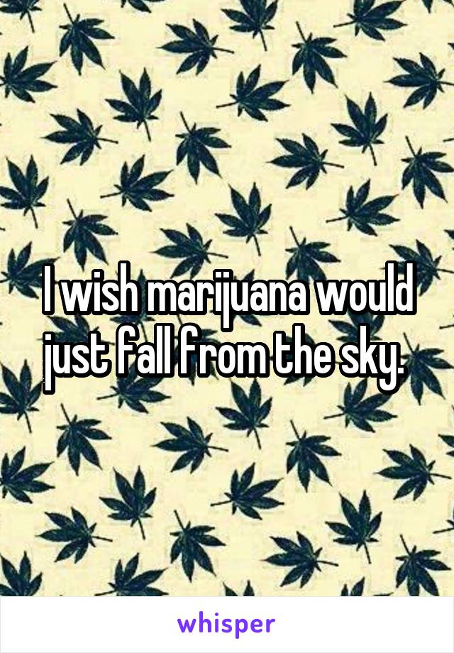 I wish marijuana would just fall from the sky. 