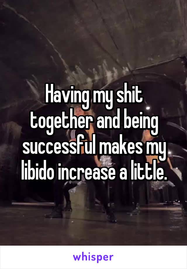 Having my shit together and being successful makes my libido increase a little.