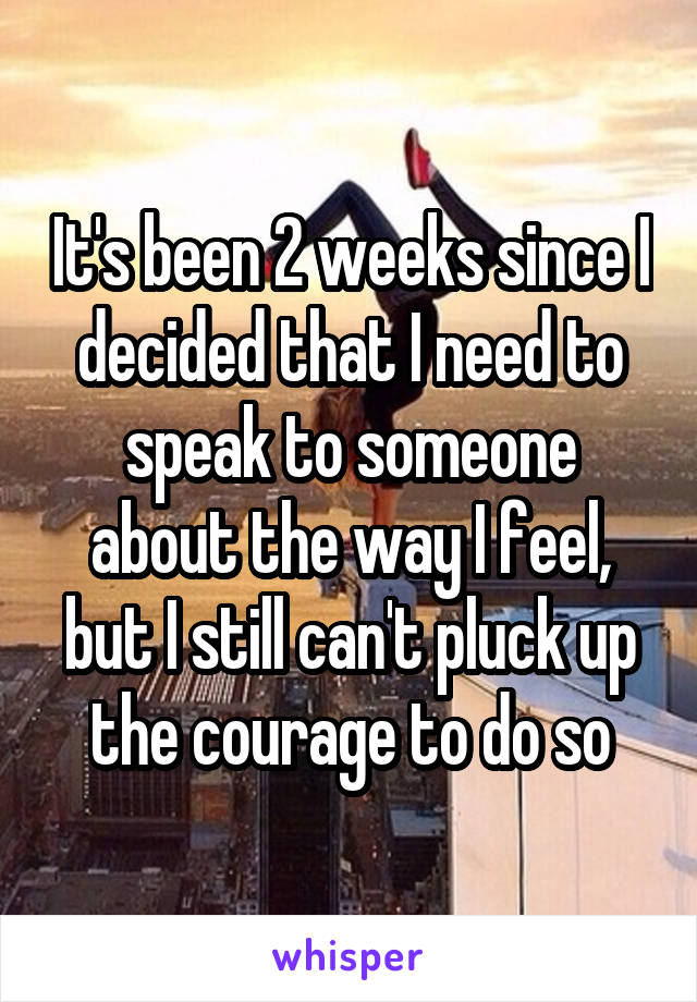 It's been 2 weeks since I decided that I need to speak to someone about the way I feel, but I still can't pluck up the courage to do so