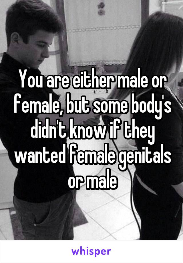 You are either male or female, but some body's didn't know if they wanted female genitals or male