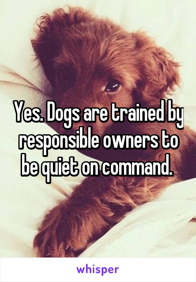 Yes. Dogs are trained by responsible owners to be quiet on command. 