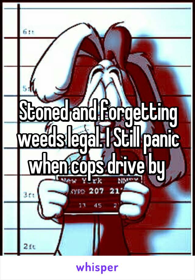 Stoned and forgetting weeds legal. I Still panic when cops drive by 