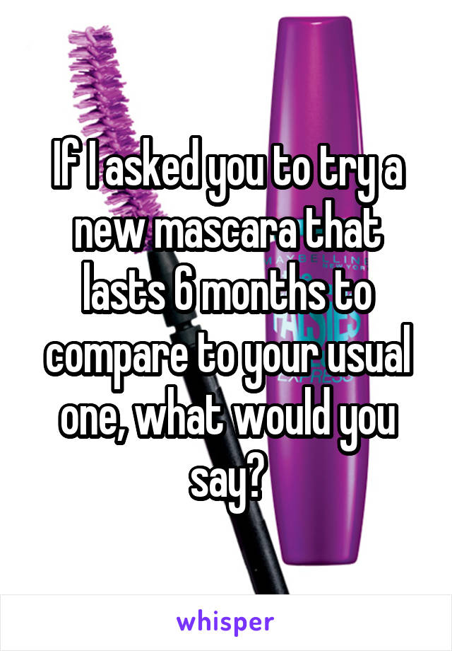 If I asked you to try a new mascara that lasts 6 months to compare to your usual one, what would you say?