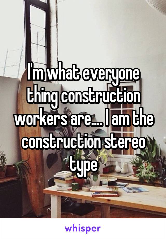 I'm what everyone thing construction workers are.... I am the construction stereo type