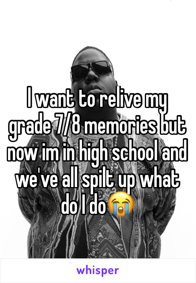 I want to relive my grade 7/8 memories but now im in high school and we've all spilt up what do I do😭