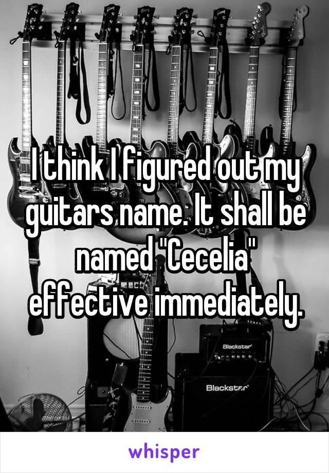 I think I figured out my guitars name. It shall be named "Cecelia" effective immediately.