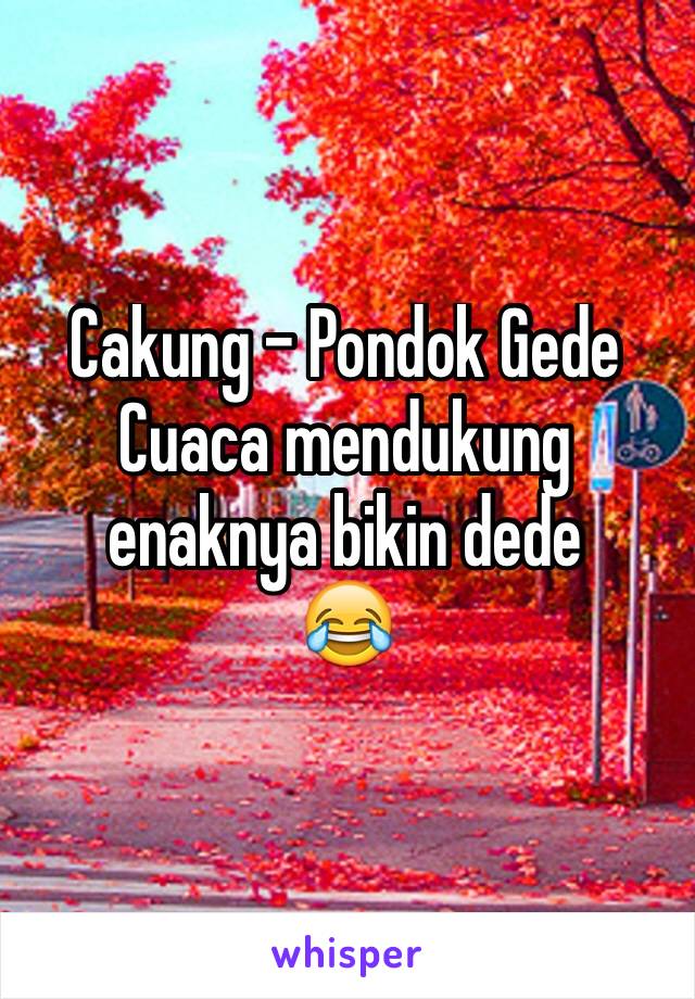 Cakung - Pondok Gede
Cuaca mendukung enaknya bikin dede
😂