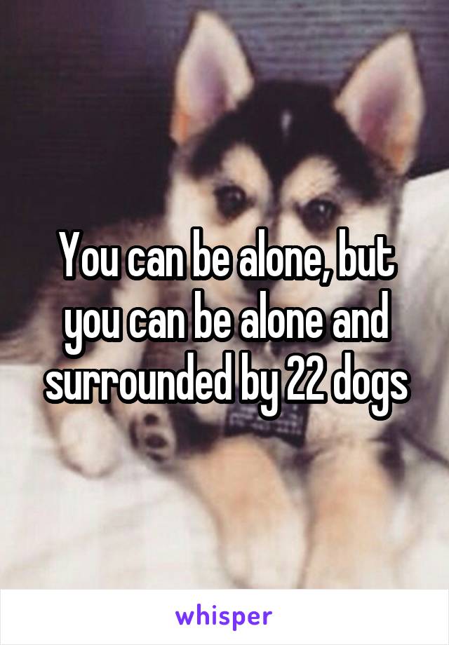 You can be alone, but you can be alone and surrounded by 22 dogs