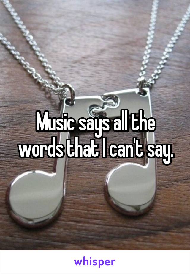 Music says all the words that I can't say.