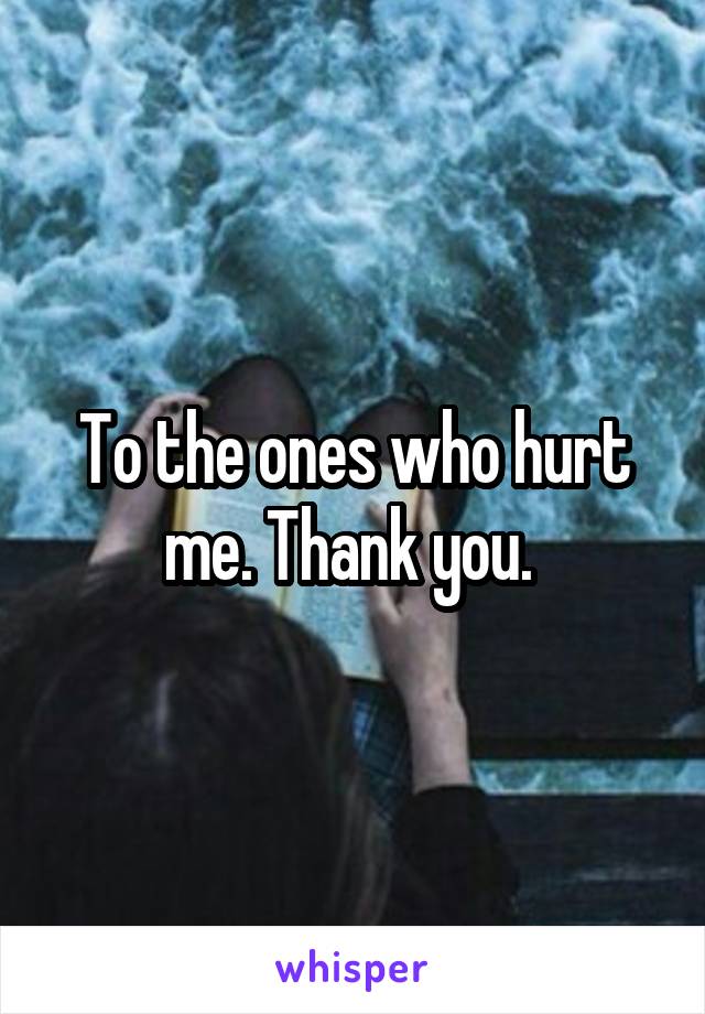 To the ones who hurt me. Thank you. 