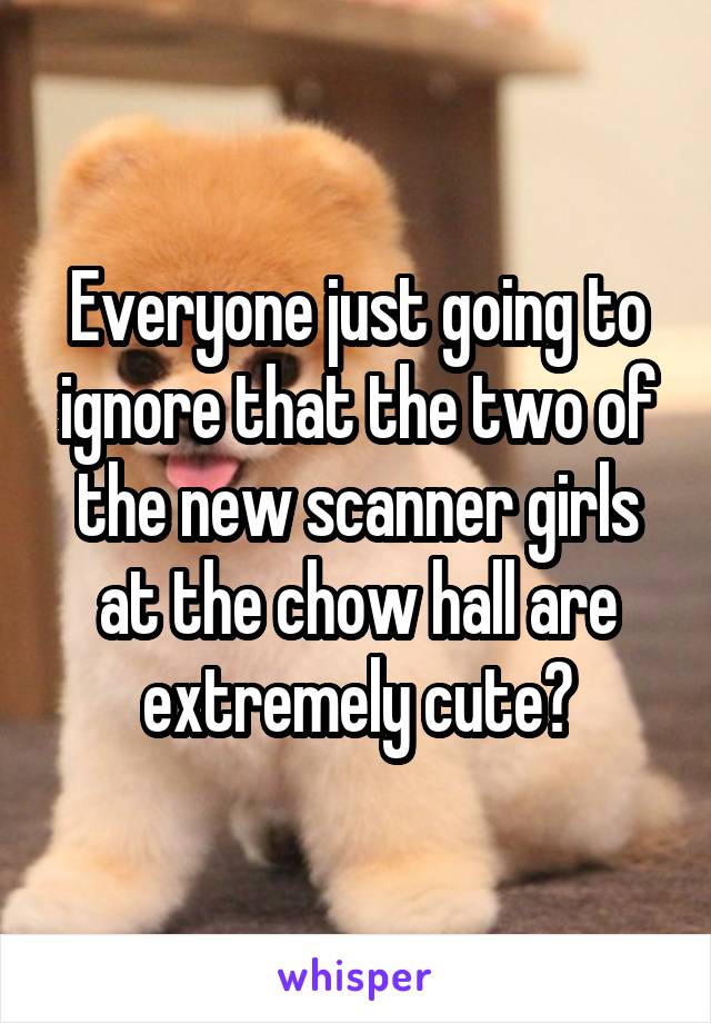 Everyone just going to ignore that the two of the new scanner girls at the chow hall are extremely cute?