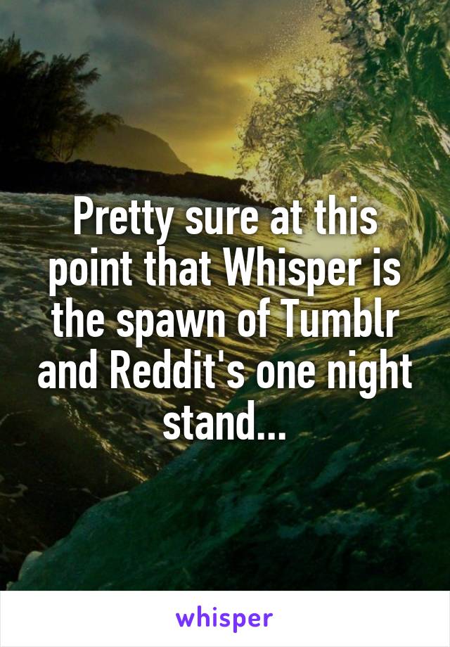 Pretty sure at this point that Whisper is the spawn of Tumblr and Reddit's one night stand...