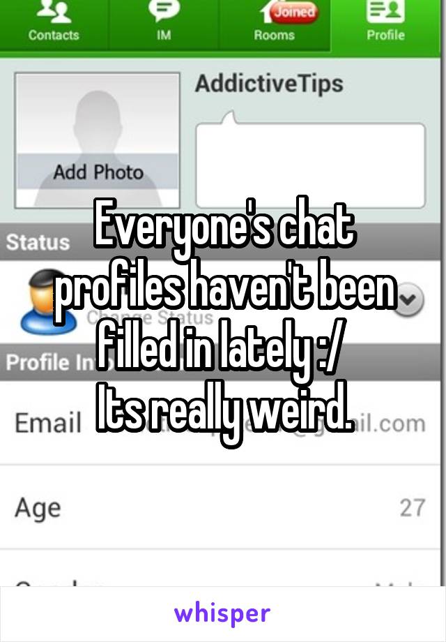 Everyone's chat profiles haven't been filled in lately :/ 
Its really weird.