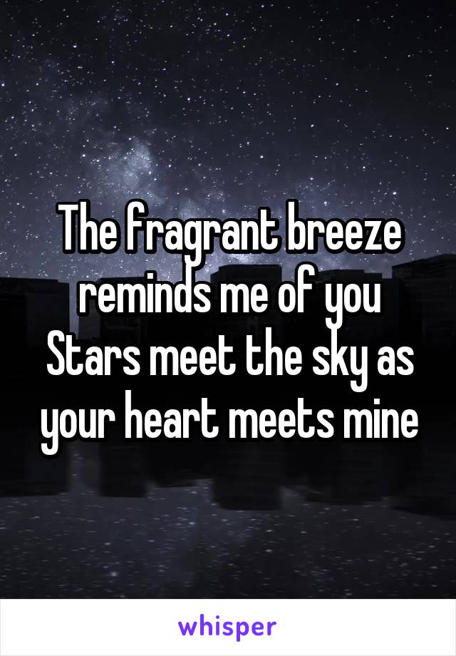 The fragrant breeze reminds me of you
Stars meet the sky as your heart meets mine