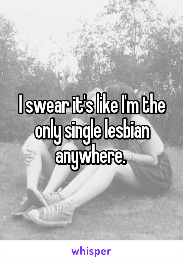 I swear it's like I'm the only single lesbian anywhere. 