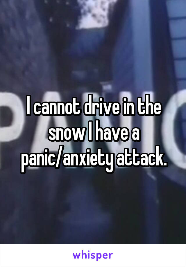 I cannot drive in the snow I have a panic/anxiety attack.