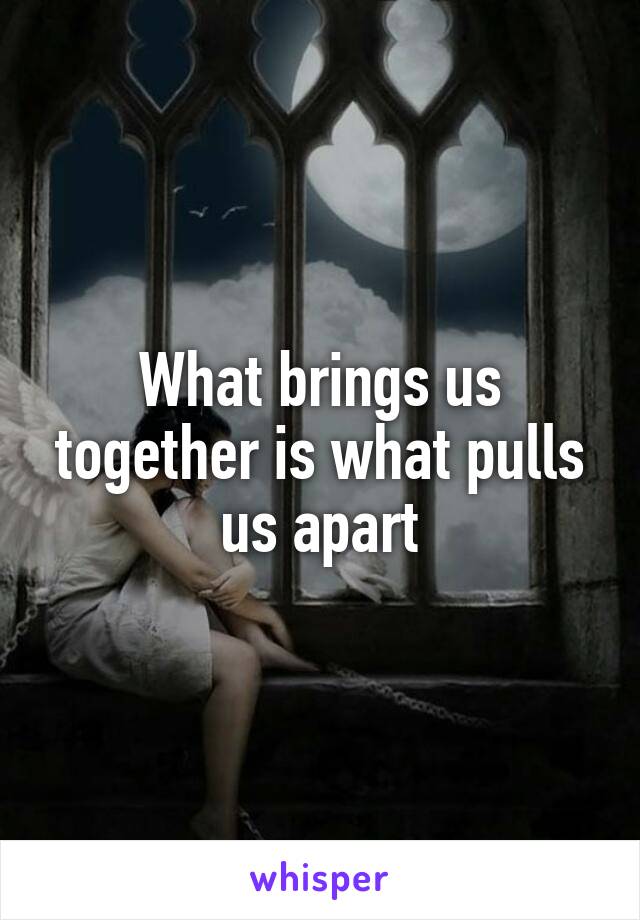 What brings us together is what pulls us apart