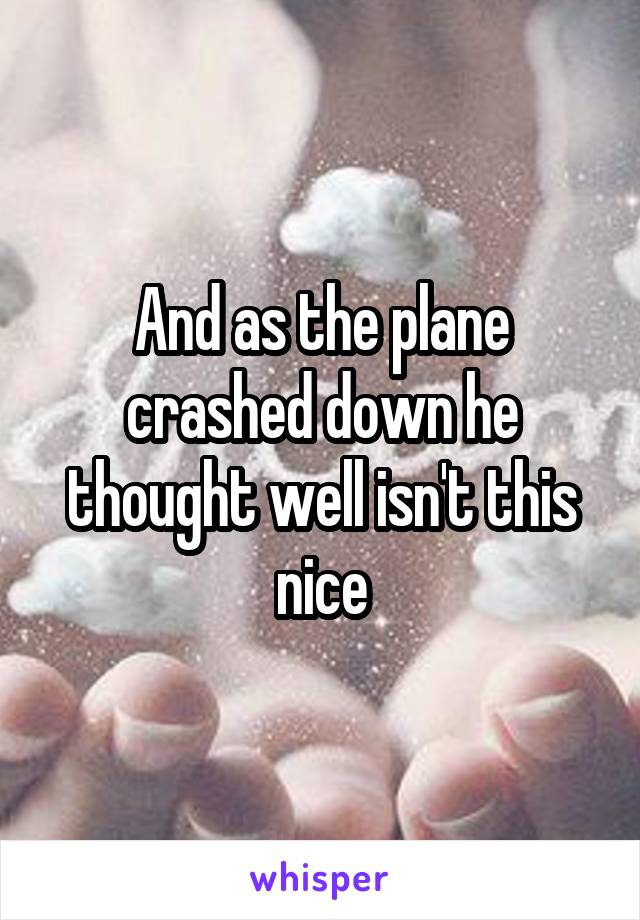 And as the plane crashed down he thought well isn't this nice