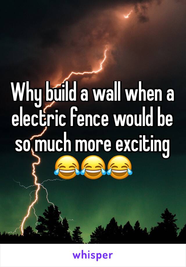 Why build a wall when a electric fence would be so much more exciting 😂😂😂