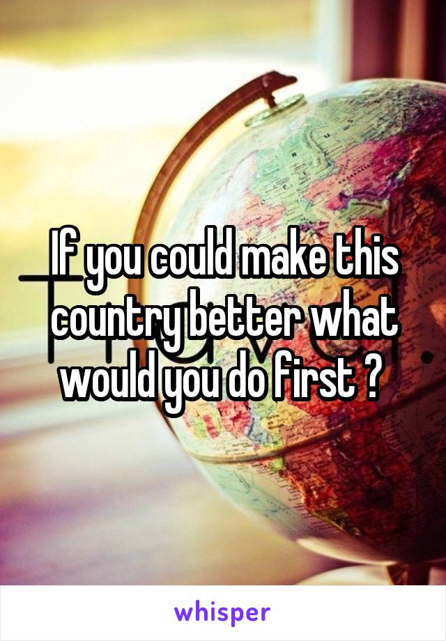 If you could make this country better what would you do first ? 