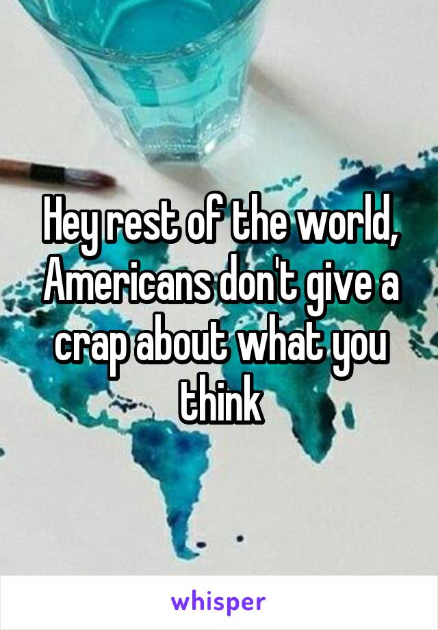 Hey rest of the world, Americans don't give a crap about what you think