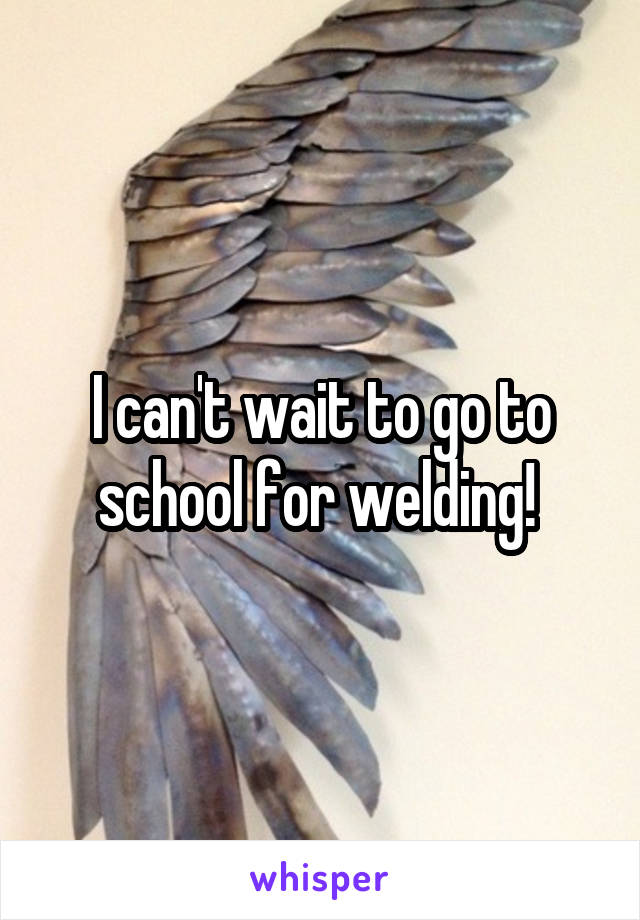 I can't wait to go to school for welding! 