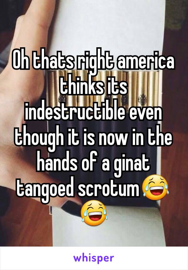 Oh thats right america thinks its indestructible even though it is now in the hands of a ginat tangoed scrotum😂😂