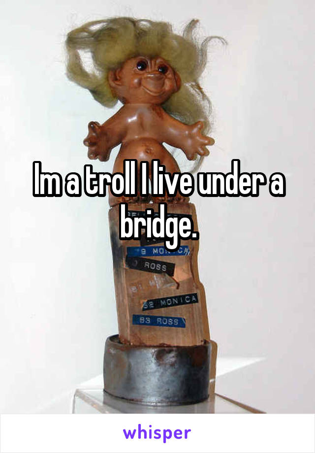 Im a troll I live under a bridge.
