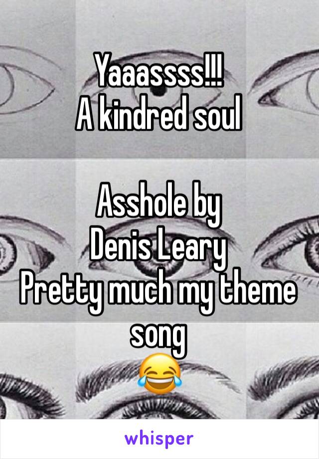 Yaaassss!!!
A kindred soul

Asshole by
Denis Leary
Pretty much my theme song
😂