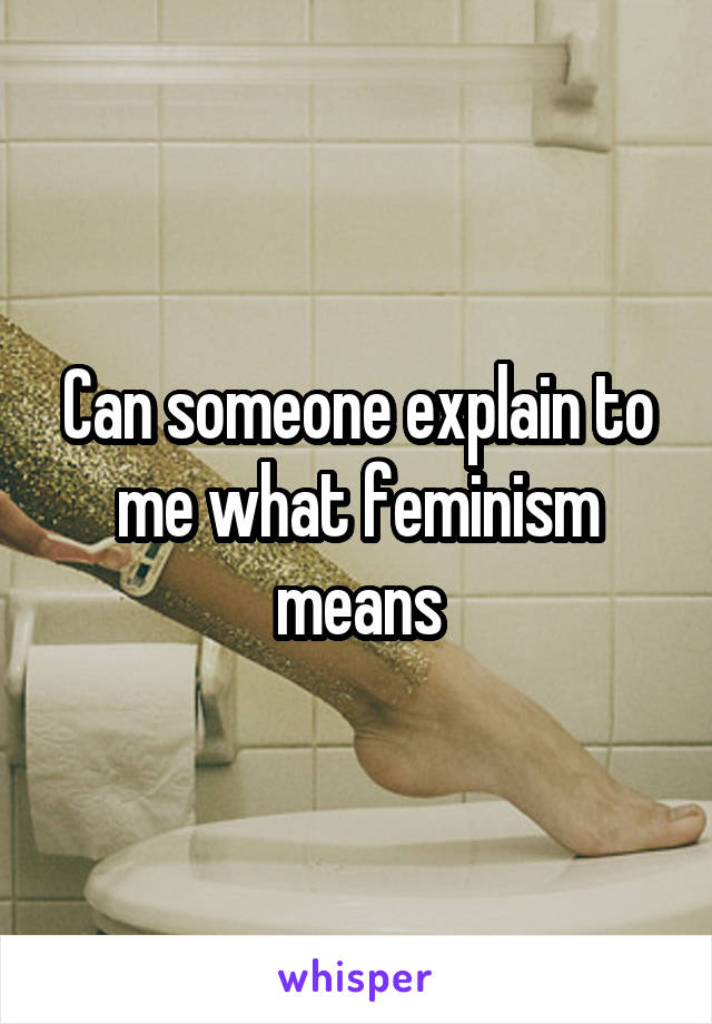 Can someone explain to me what feminism means