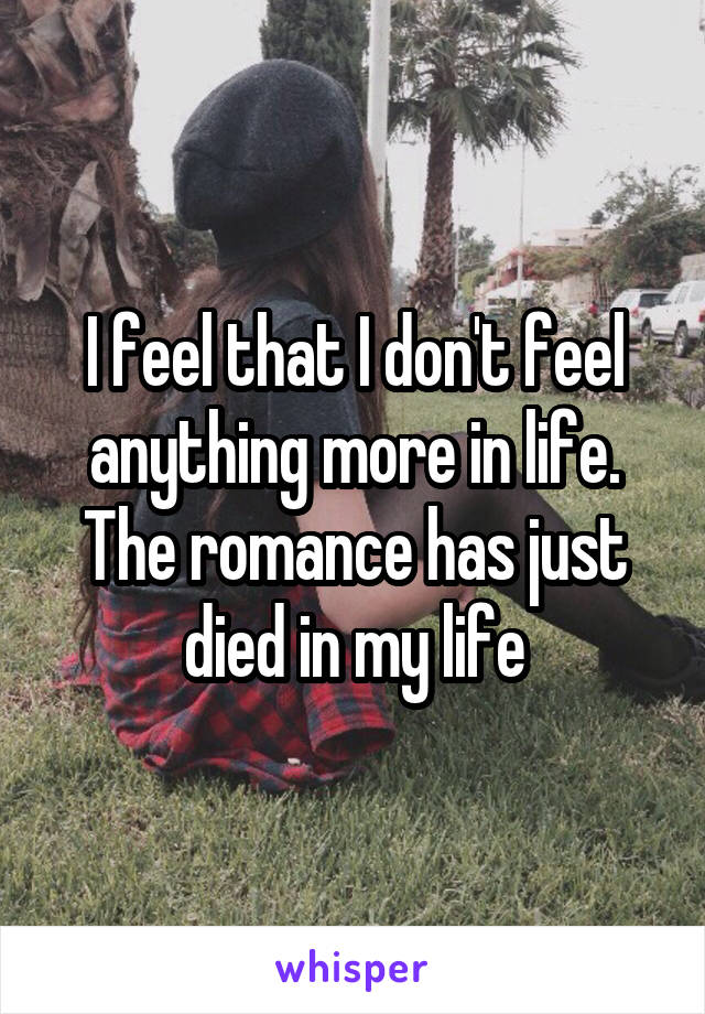 I feel that I don't feel anything more in life. The romance has just died in my life