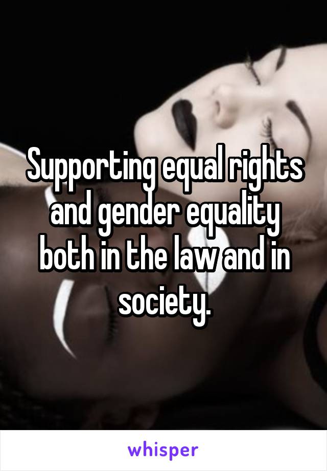 Supporting equal rights and gender equality both in the law and in society.