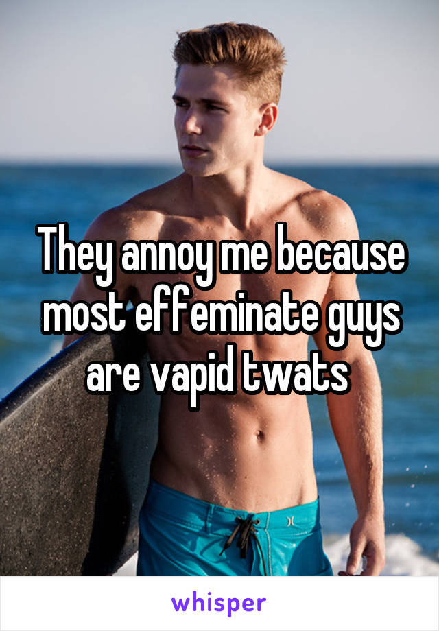 They annoy me because most effeminate guys are vapid twats 