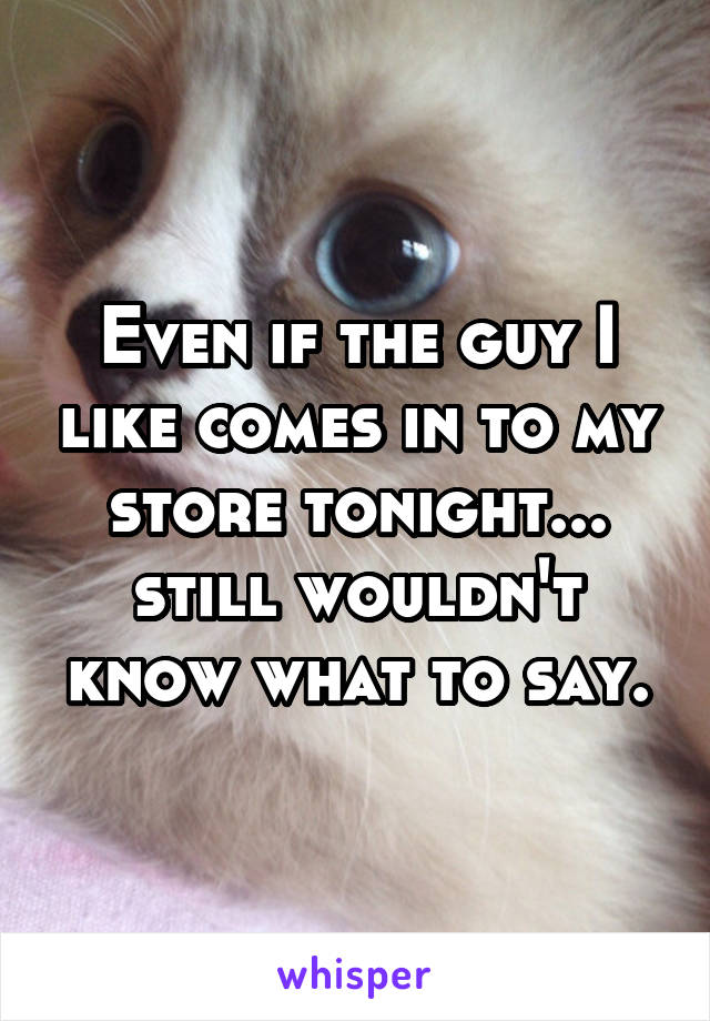 Even if the guy I like comes in to my store tonight... still wouldn't know what to say.