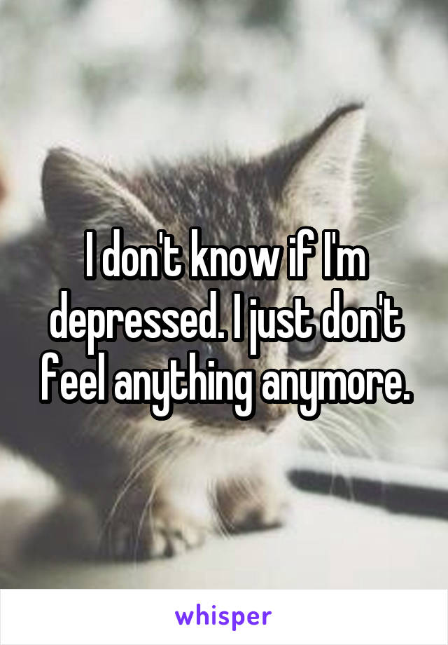 I don't know if I'm depressed. I just don't feel anything anymore.